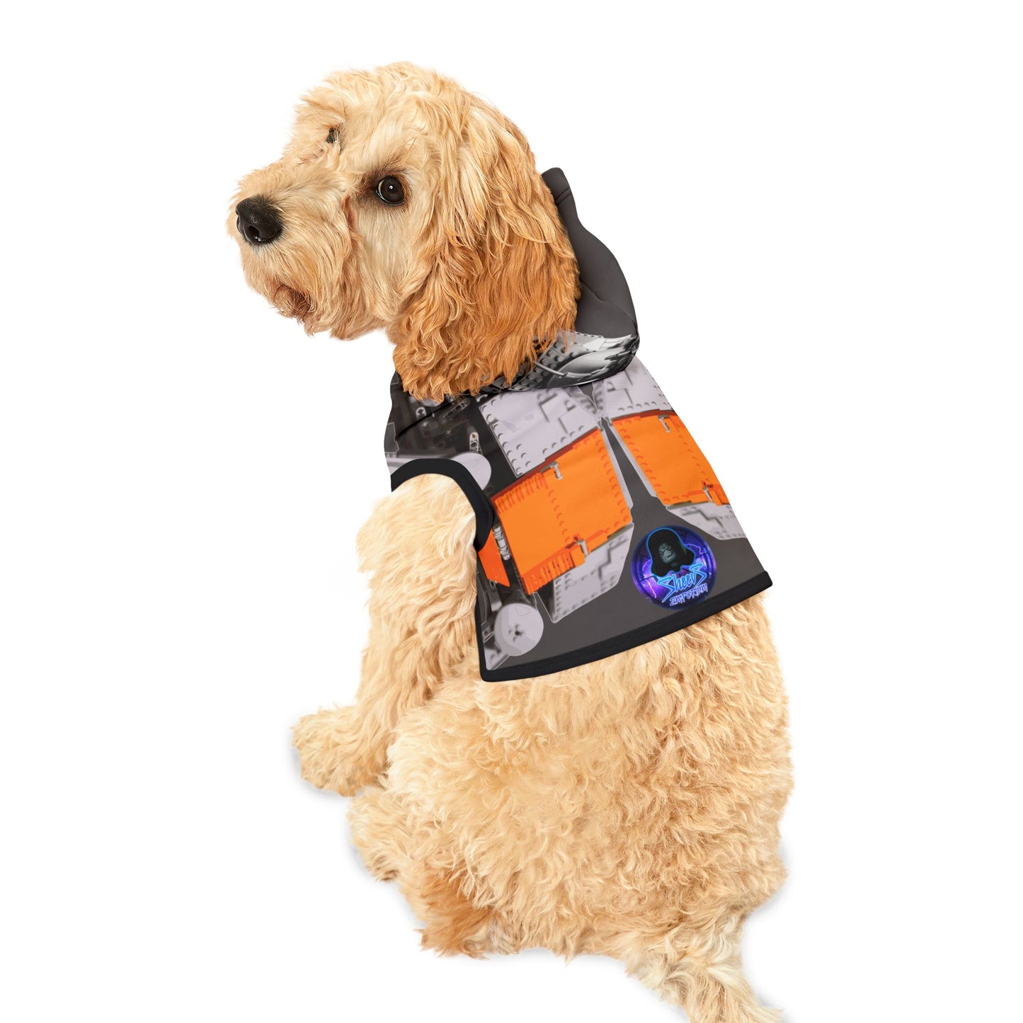 Sheevs PetLine: Pawfect Transport R1 Grey: Trendy Pet Hoodie with Vibrant Graphic Design