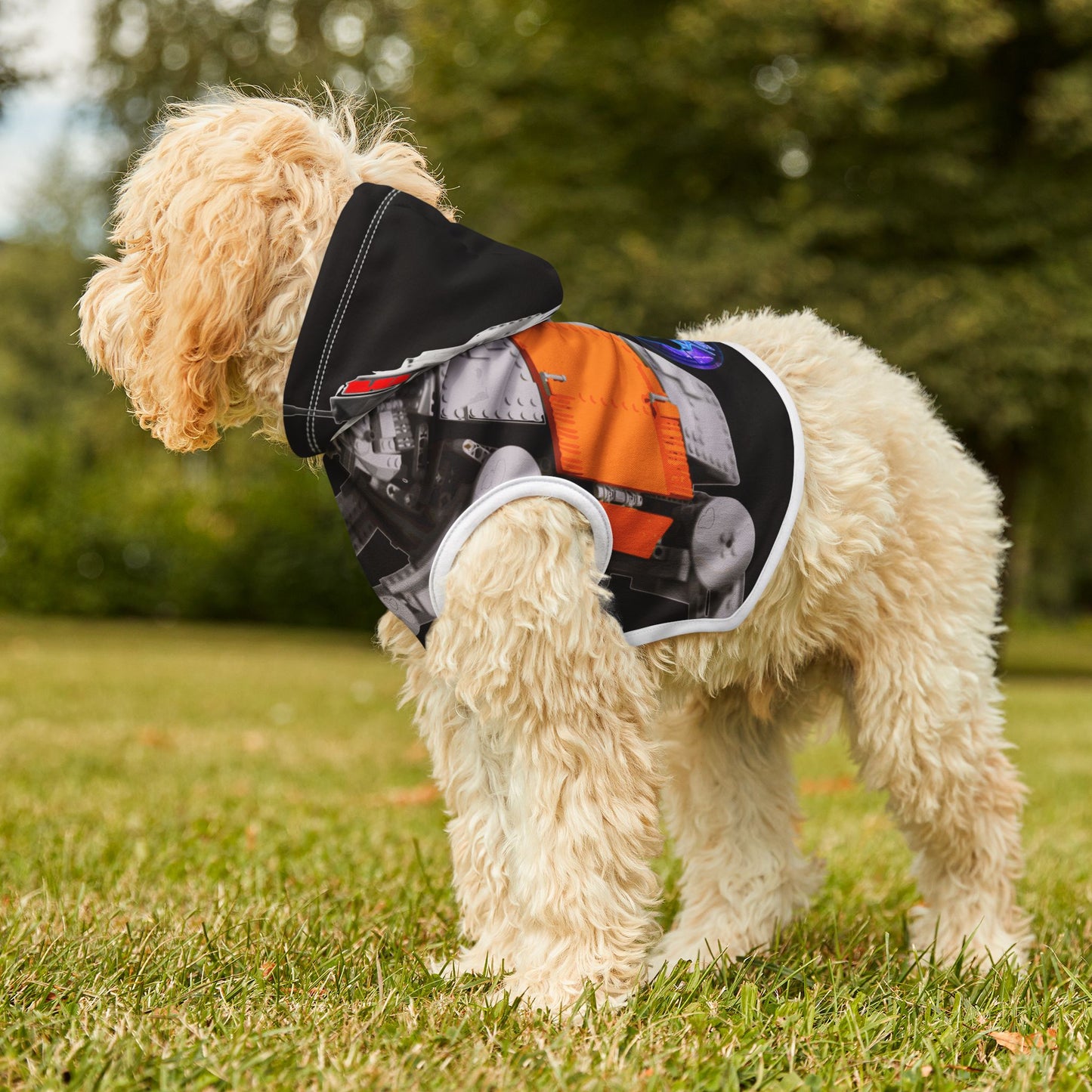 Sheevs PetLine: Pawfect Transport R1 Black:  Trendy Pet Hoodie with Vibrant Graphic Design