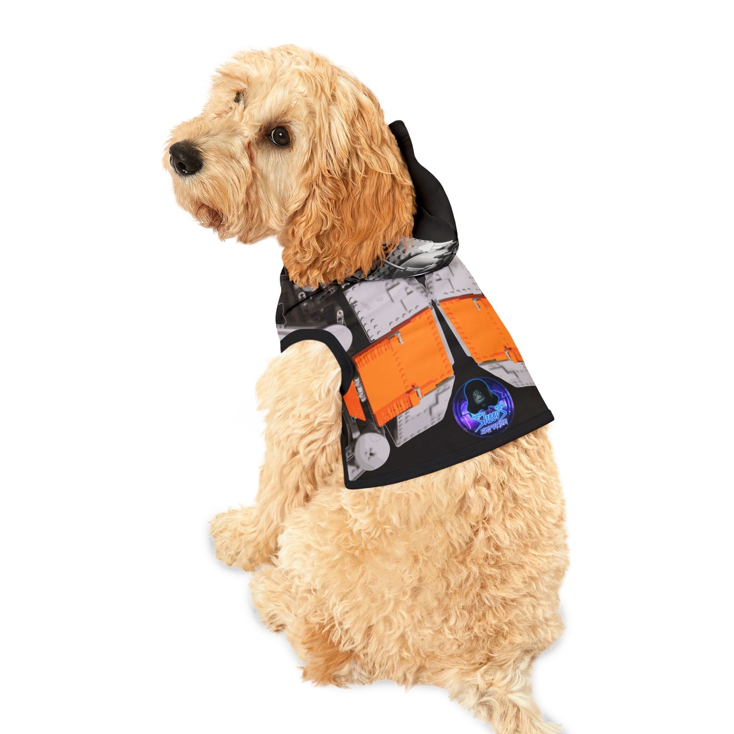 Sheevs PetLine: Pawfect Transport R1 Black:  Trendy Pet Hoodie with Vibrant Graphic Design