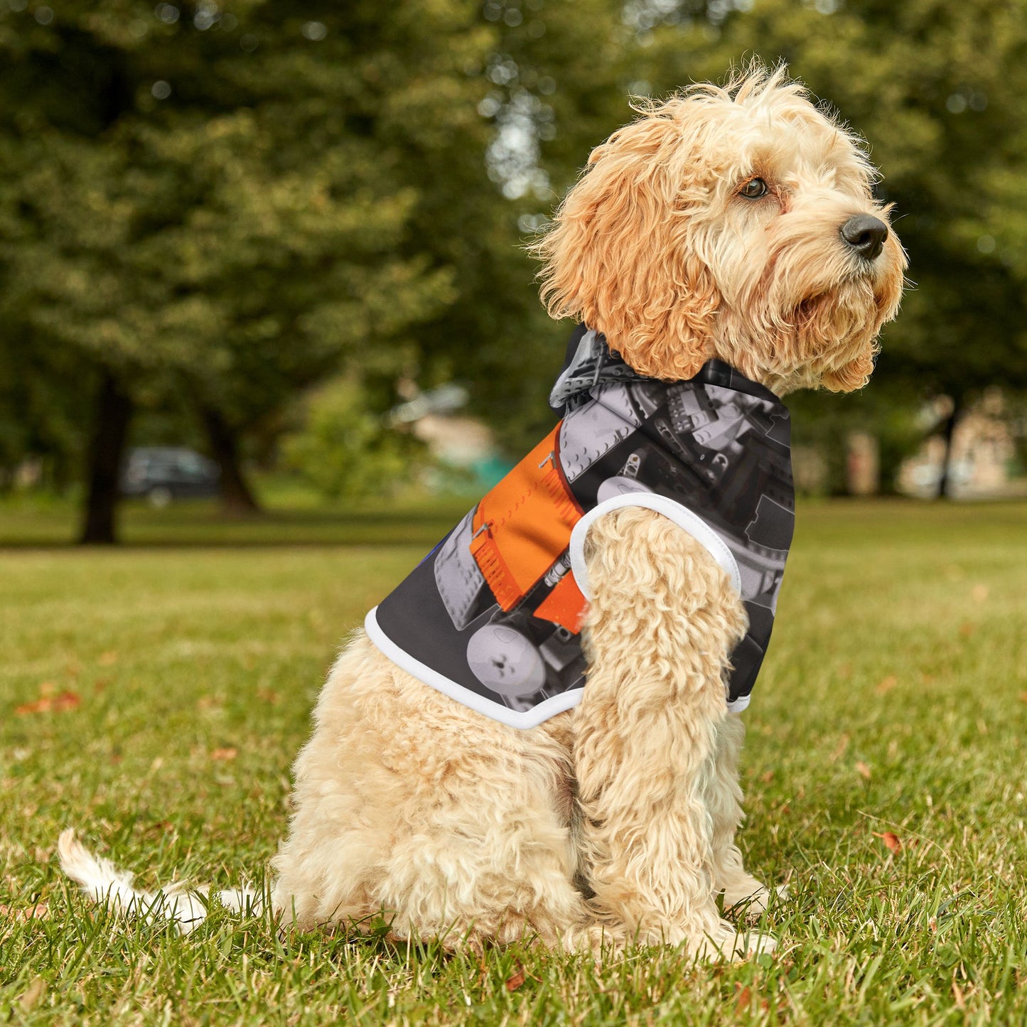 Sheevs PetLine: Pawfect Transport R1 Grey:  Trendy Pet Hoodie with Vibrant Graphic Design