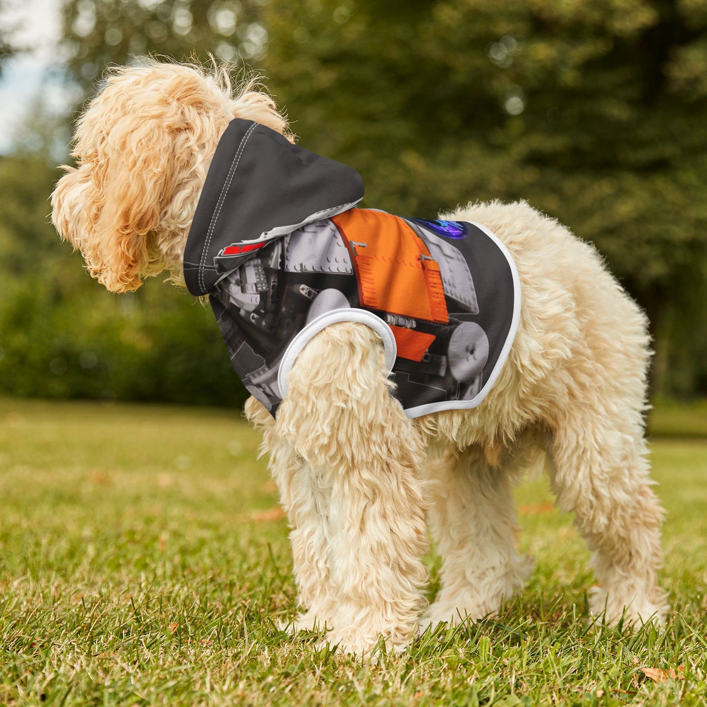 Sheevs PetLine: Pawfect Transport R1 Grey:  Trendy Pet Hoodie with Vibrant Graphic Design