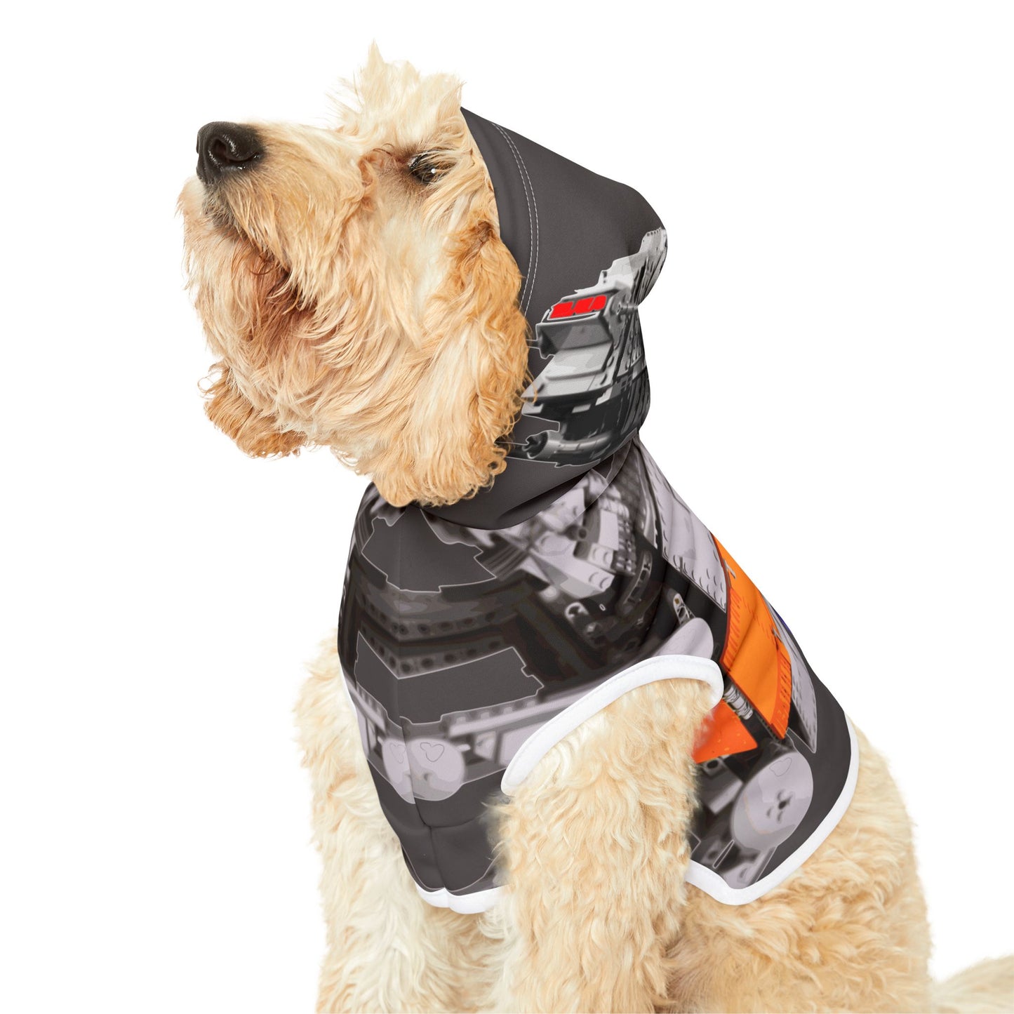 Sheevs PetLine: Pawfect Transport R1 Grey:  Trendy Pet Hoodie with Vibrant Graphic Design