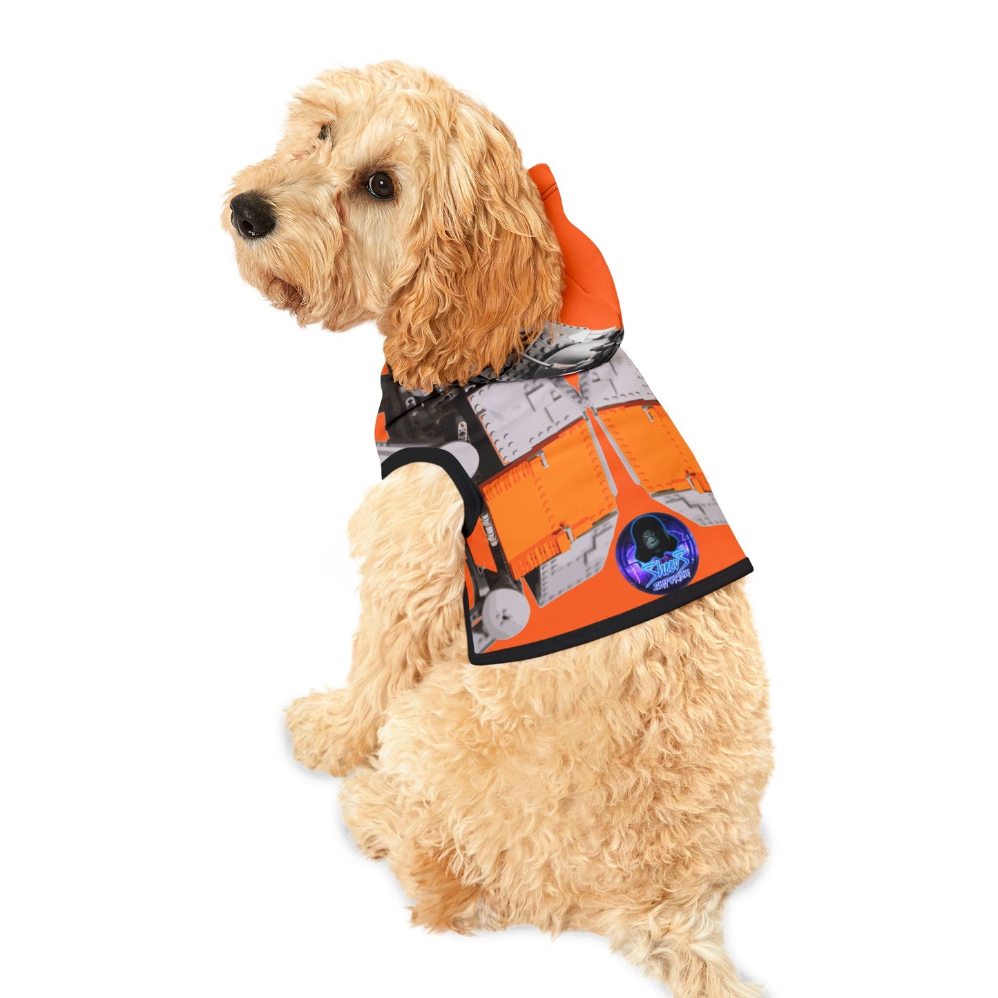 Sheevs PetLine: Pawfect Transport R1 Orange:  Trendy Pet Hoodie with Vibrant Graphic Design