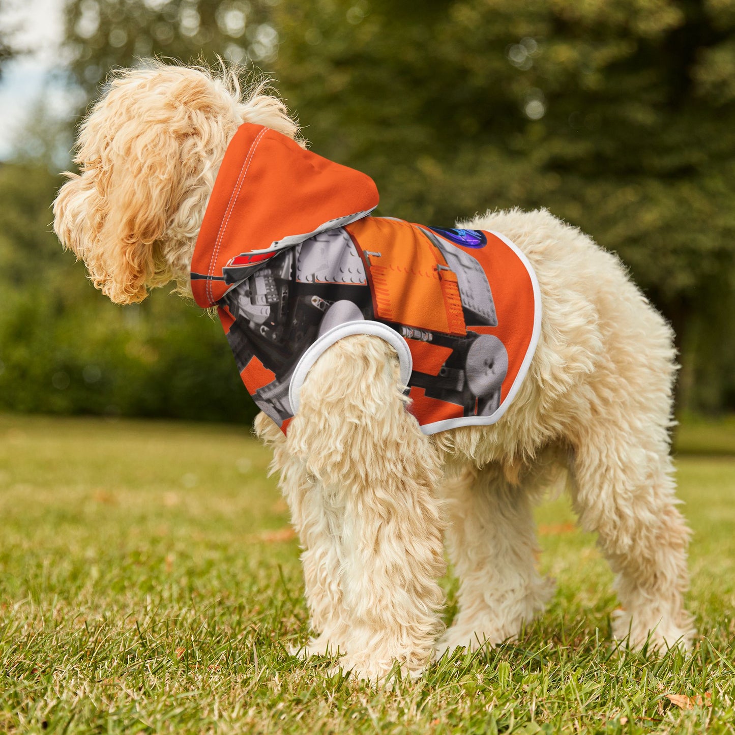 Sheevs PetLine: Pawfect Transport R1 Orange:  Trendy Pet Hoodie with Vibrant Graphic Design