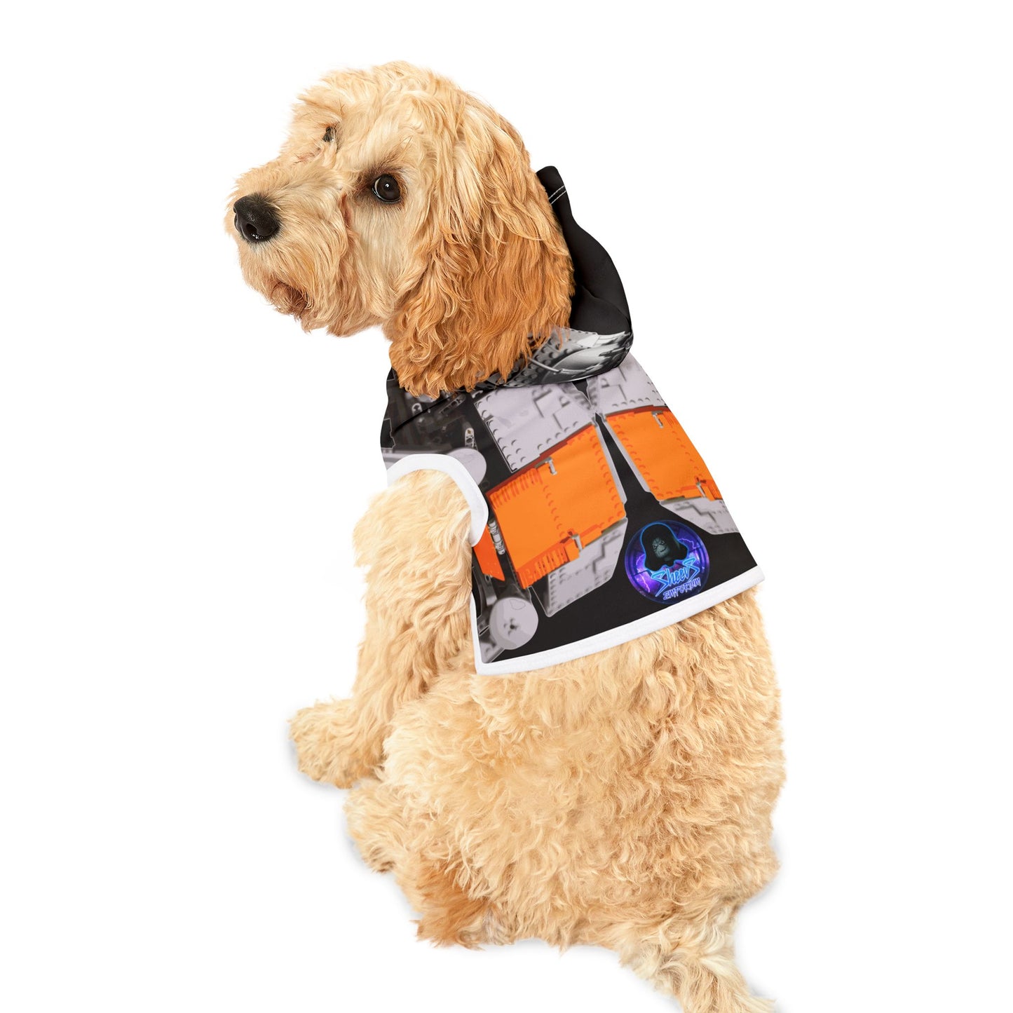 Sheevs PetLine: Pawfect Transport R1 Black:  Trendy Pet Hoodie with Vibrant Graphic Design