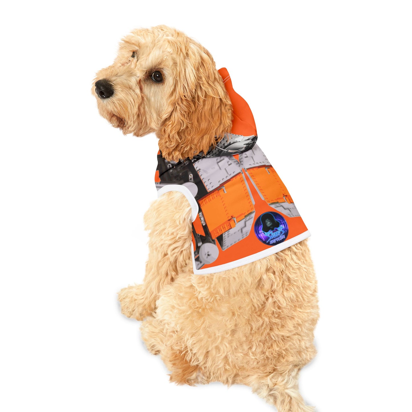 Sheevs PetLine: Pawfect Transport R1 Orange:  Trendy Pet Hoodie with Vibrant Graphic Design