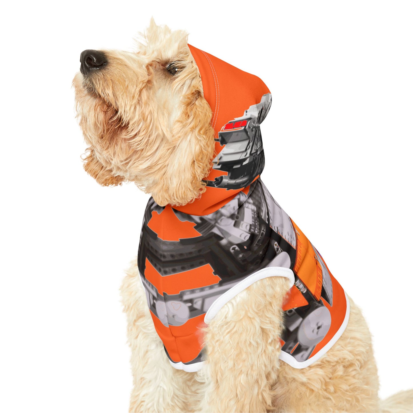 Sheevs PetLine: Pawfect Transport R1 Orange:  Trendy Pet Hoodie with Vibrant Graphic Design